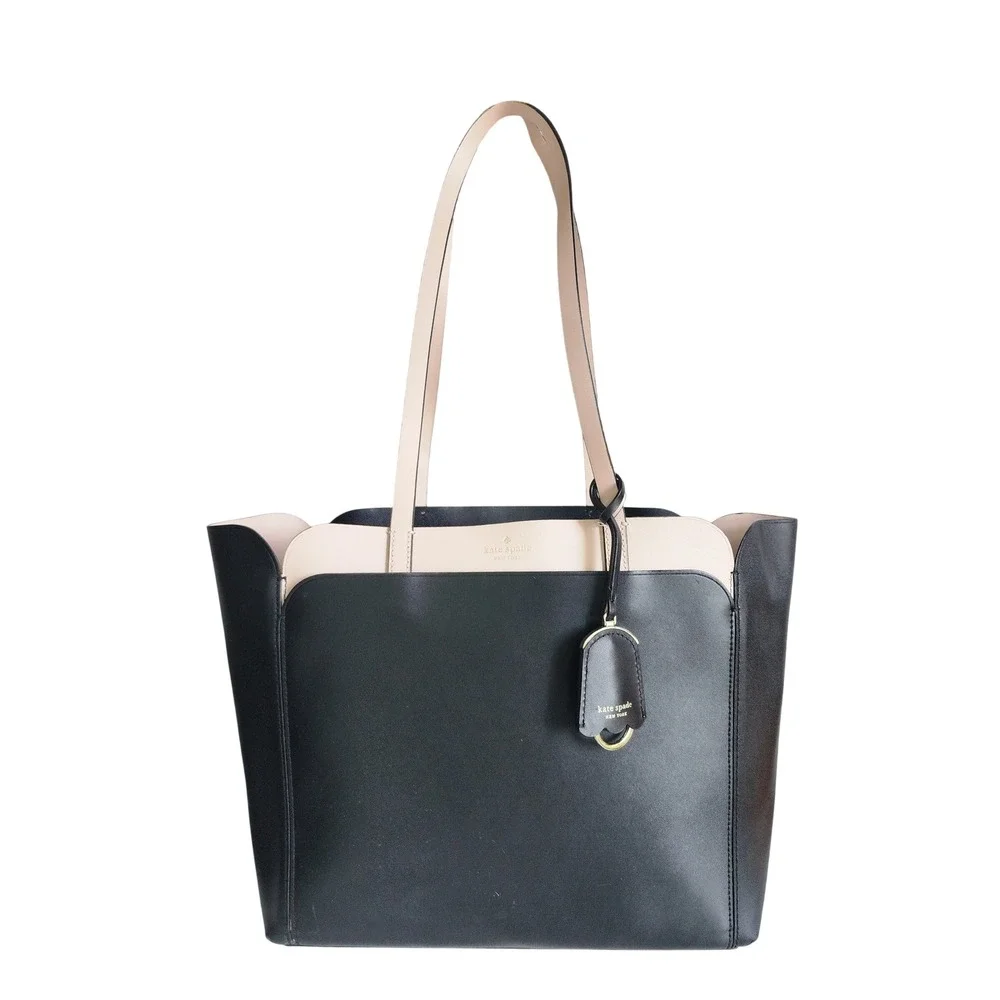 Kate Spade New York Magnolia Street Double Pocket Tote Black Pink Shoulder Bag